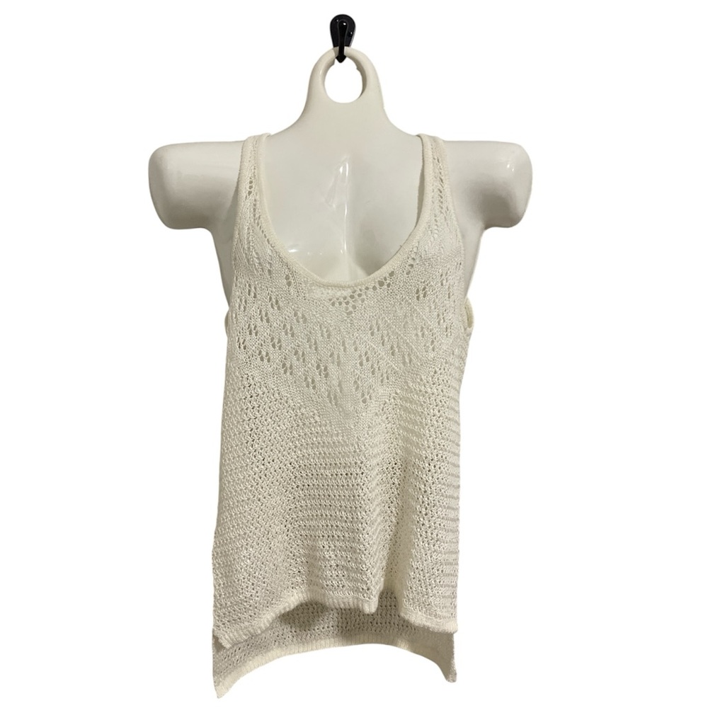 Y2K Joie Cream crochet cashmere tank top